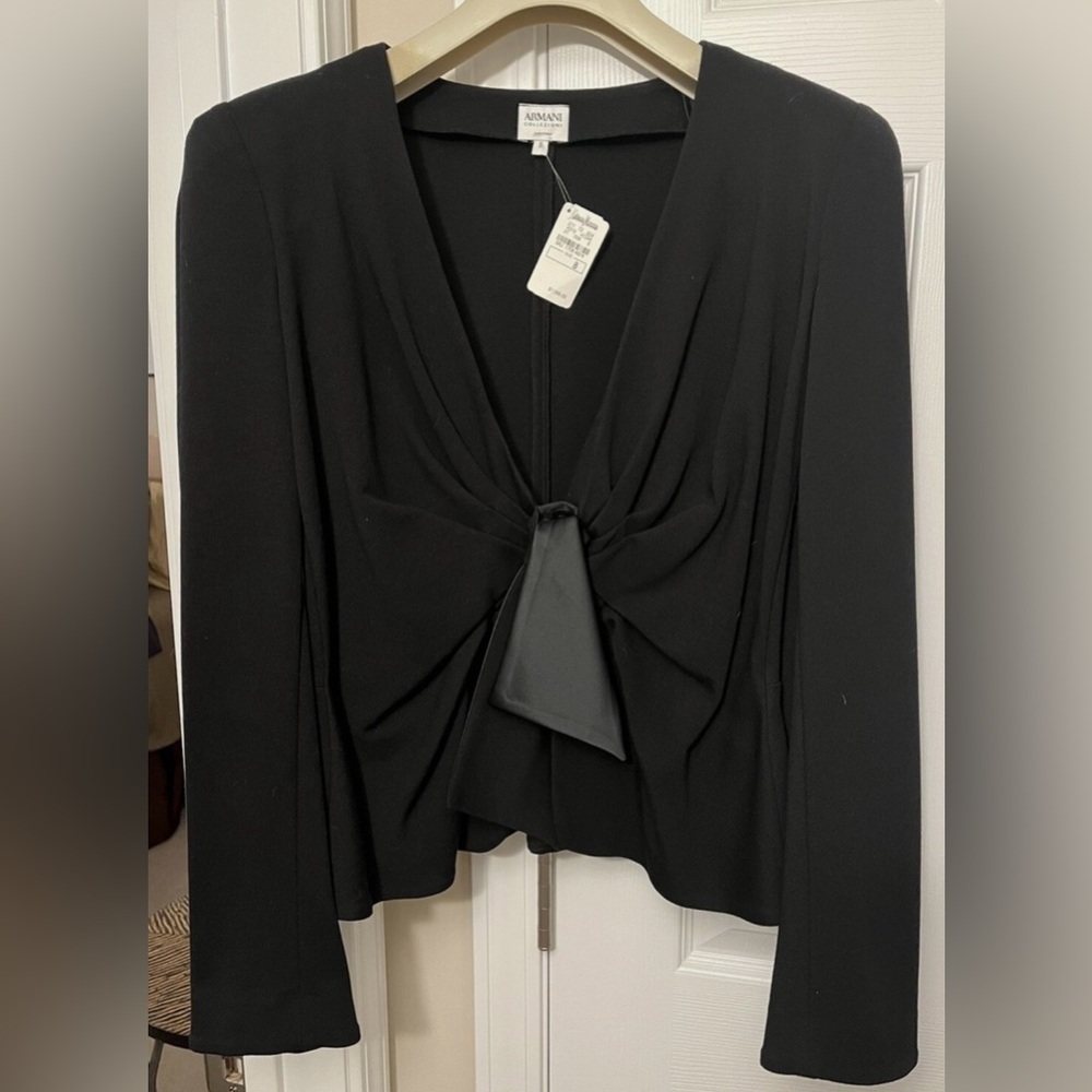 Armani Collezioni Women’s Black Jacket With Tie Front NWT Size 8